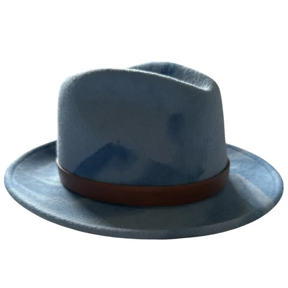 Steven Land Light Blue Camouflage Dyed Wool Fedora Large NWOT